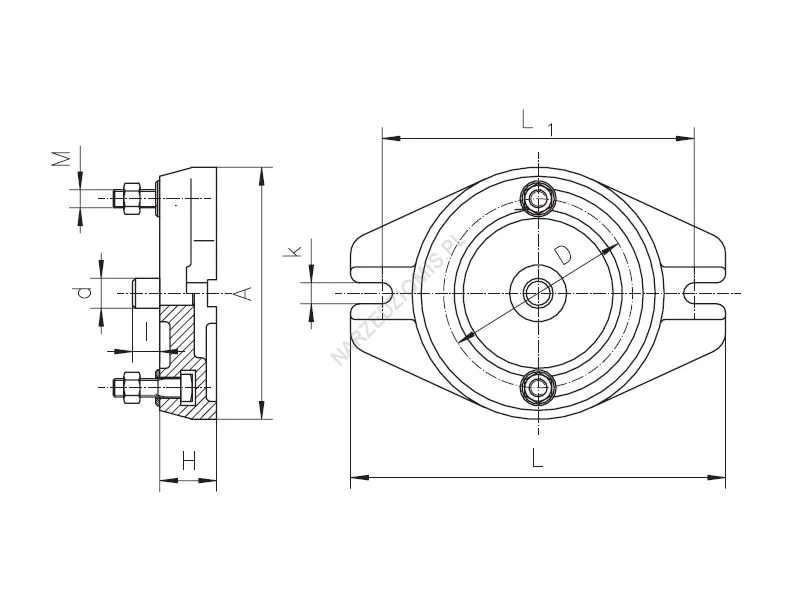 Rysunek techniczny: Podstawa (obrotowa) do imadeł maszynowych 6582 2 - BISON-BIAL